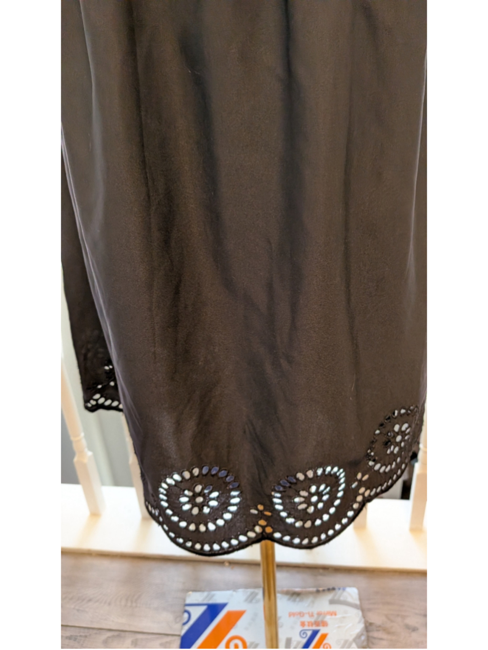 Venus Black Off Shoulder Eyelet Embroidered Midi Dress Boho Peasant US 10 - Picture 3 of 6